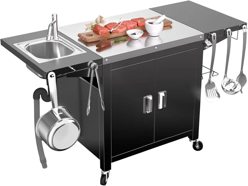 BBQMALL Grill Table with Sink