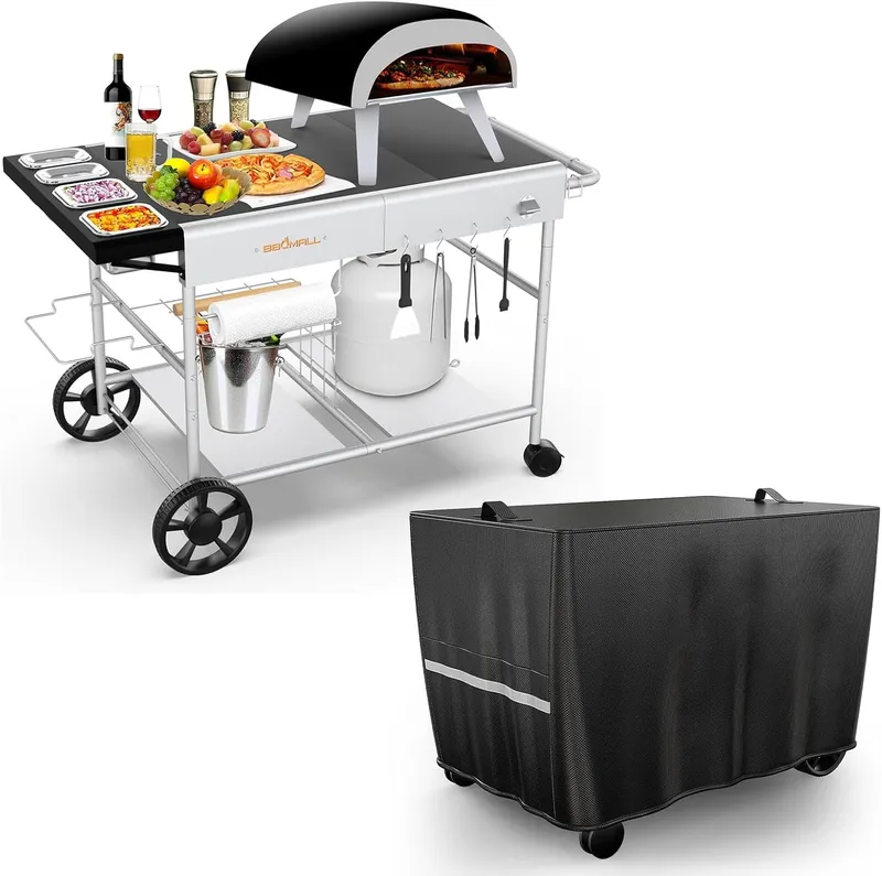 BBQMALL Pizza Oven Cart Table and Table Cover for Ooni Koda Karu Fyra
